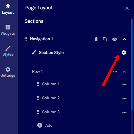 Mobile device section settings.
