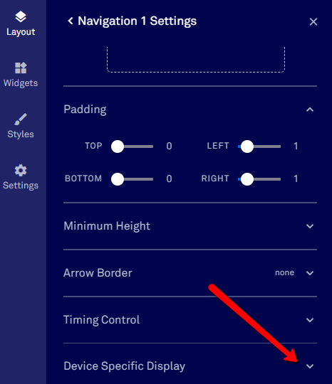 Navigation settings controls.