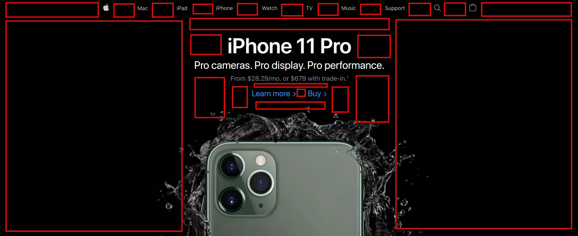 Apple iPhone 11 Pro webpage.