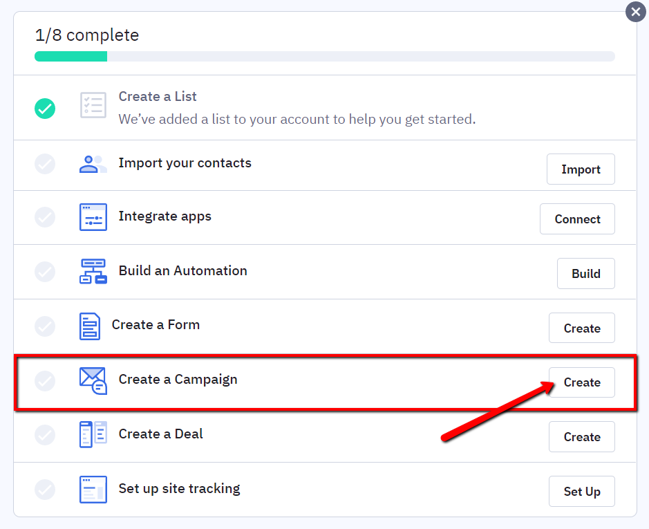 Create campaign button.