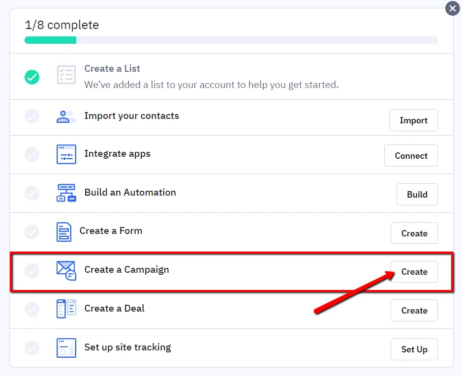 Create campaign button.