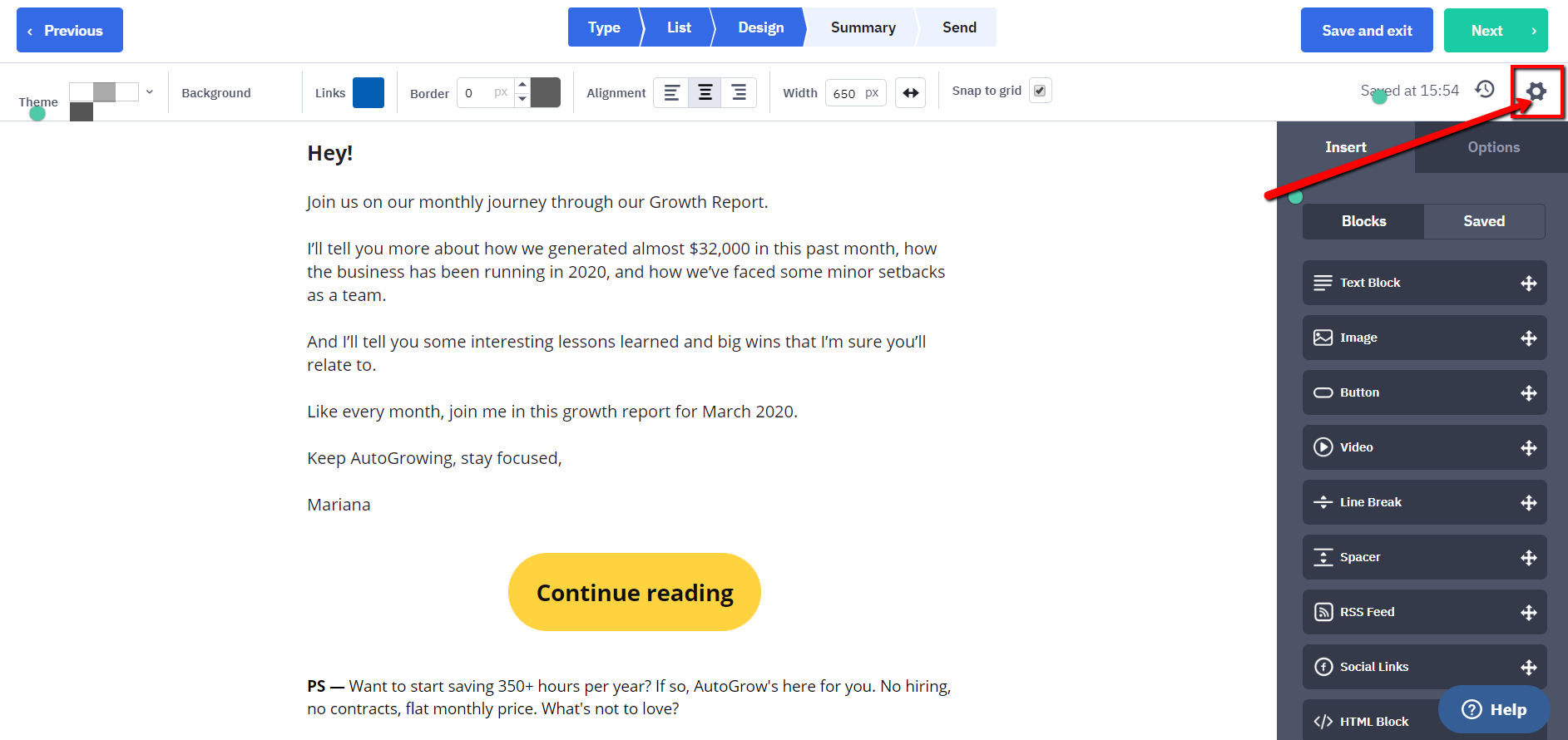 A/B test settings for newsletter.