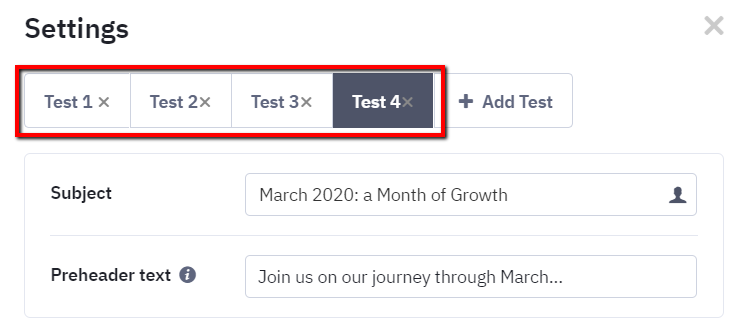 Newsletter settings, 4 variations.