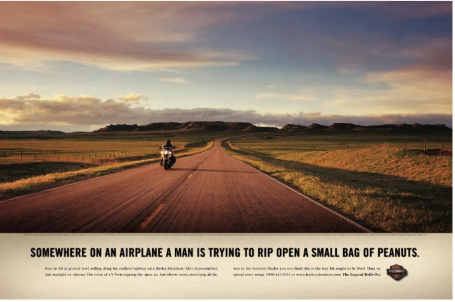 Motorcycle on open road.