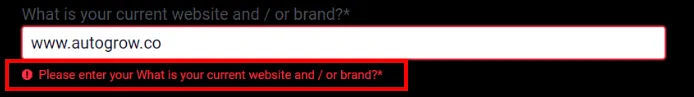 Website/brand input field.