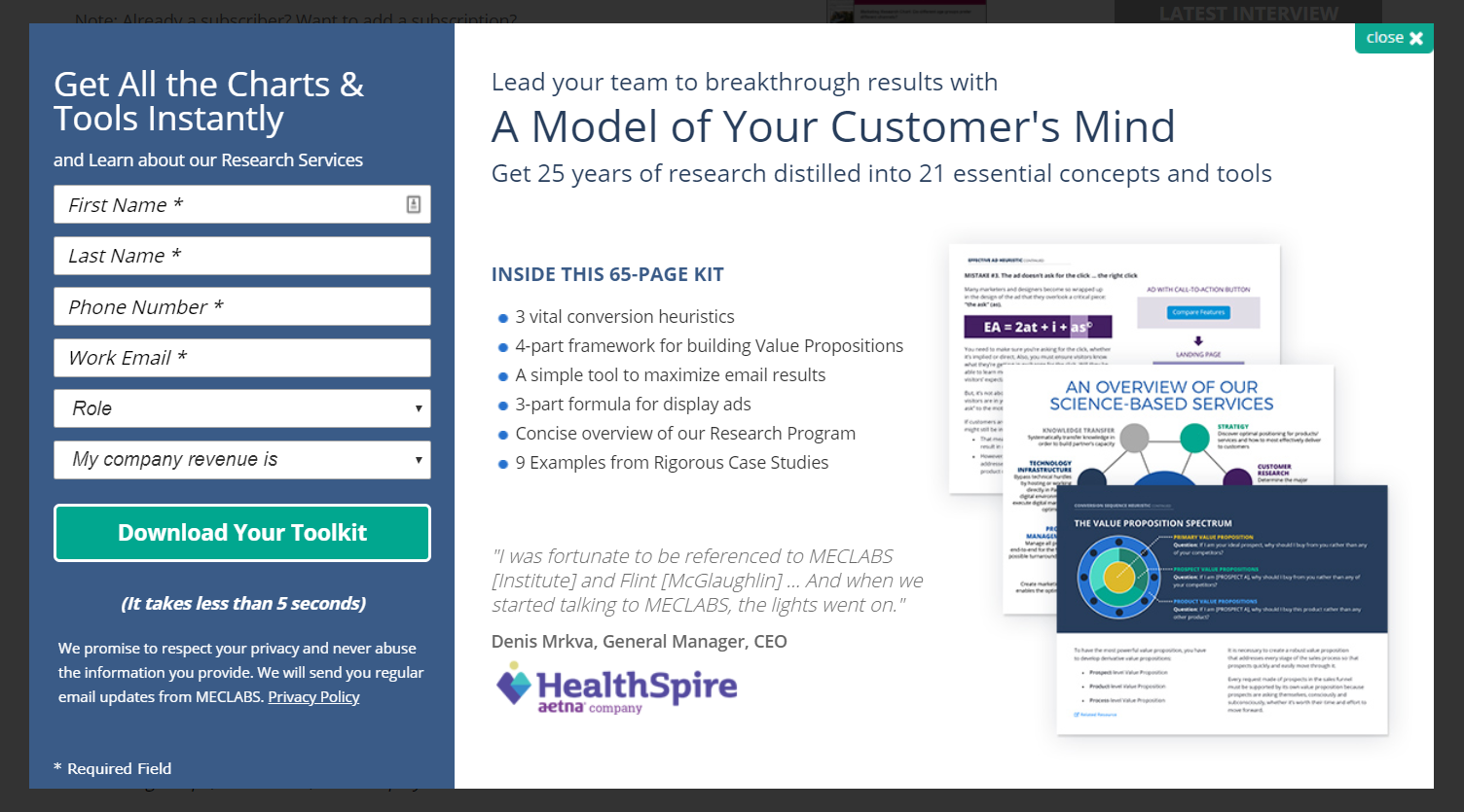 Download toolkit; 65-page customer model.