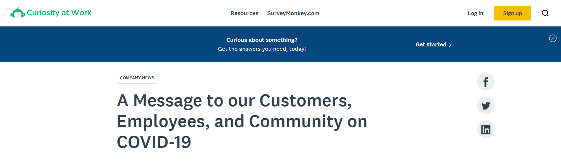 Company message on COVID-19.