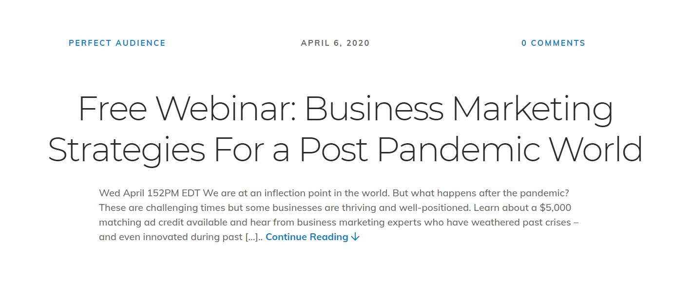 Free webinar: post-pandemic marketing.