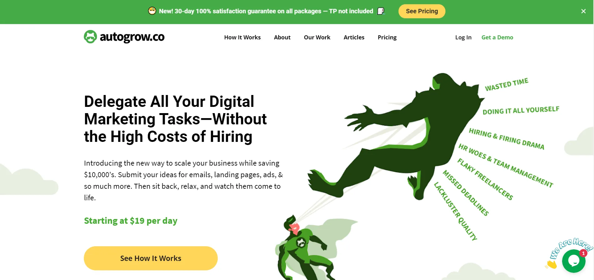 Digital marketing service A/B test results.