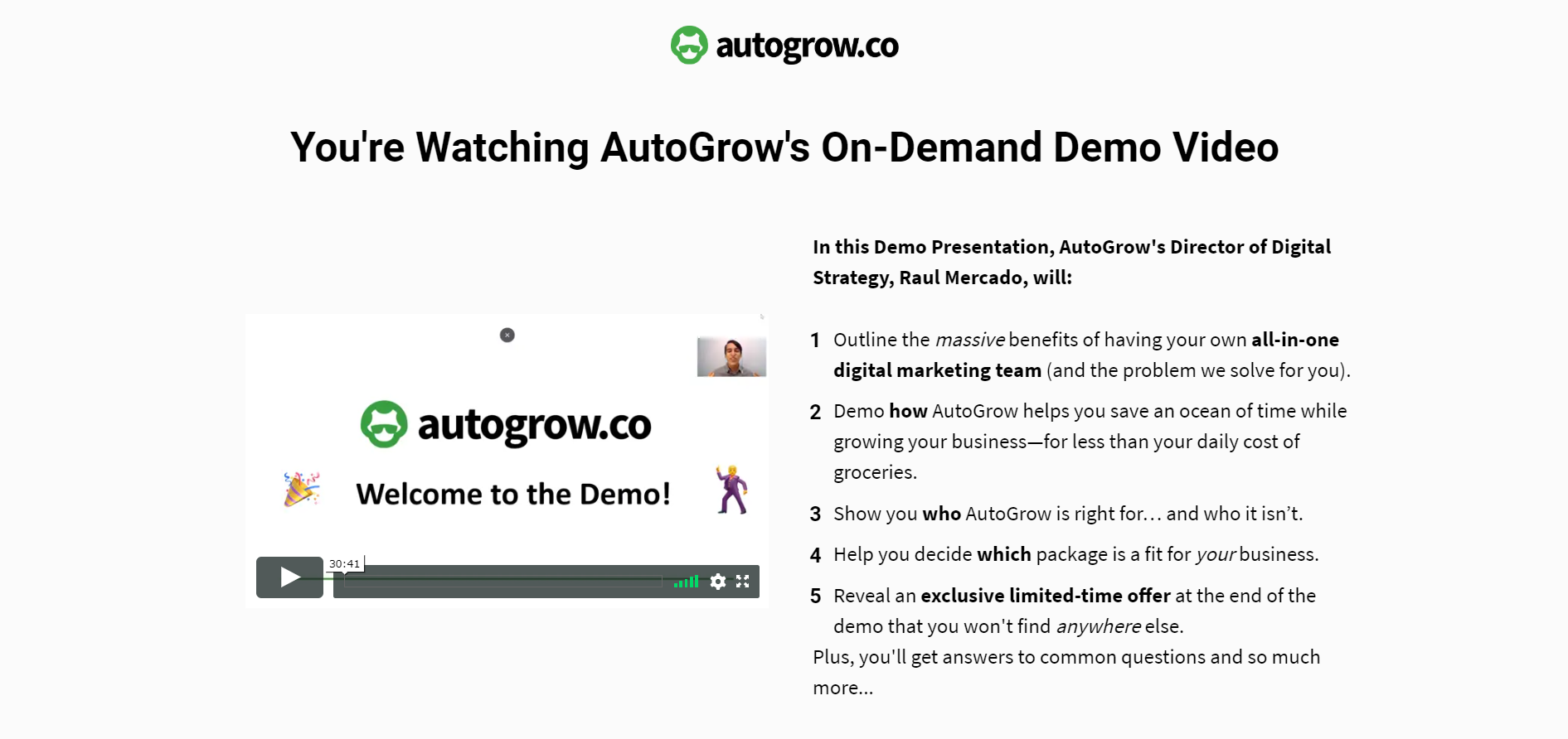 AutoGrow on-demand demo video.
