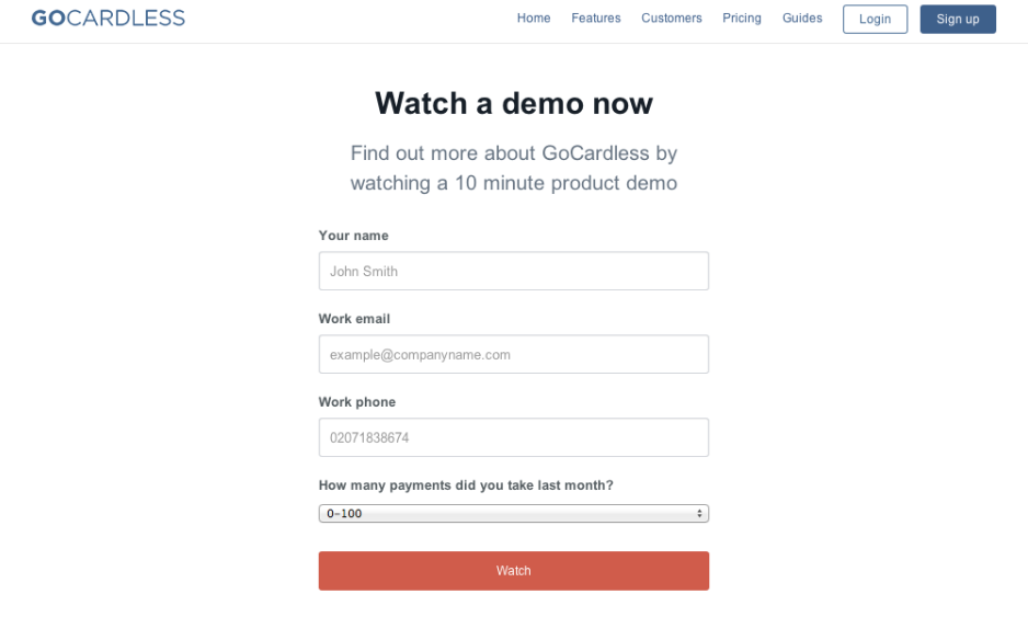 Demo video for GoCardless.