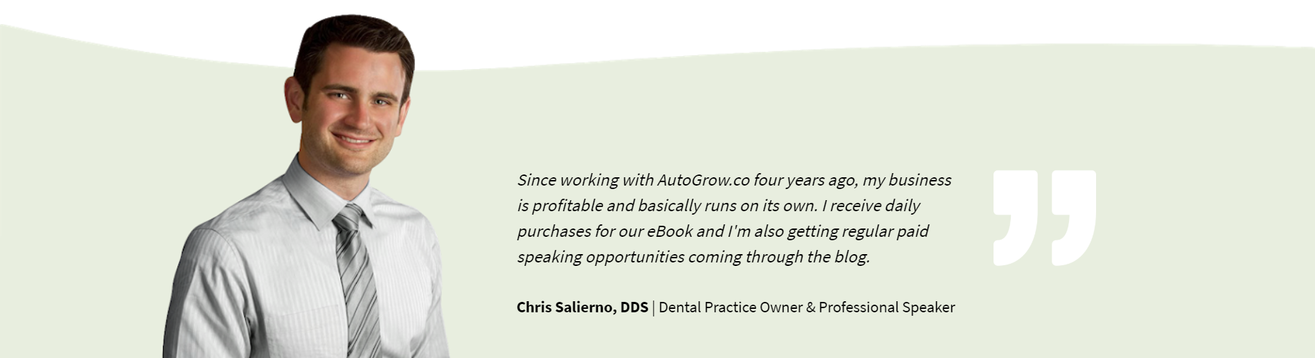 Man in suit, positive testimonial.