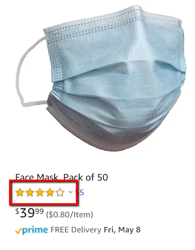 4.5 star rating for face mask.