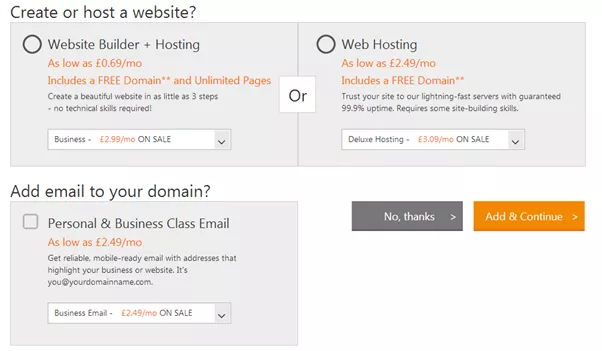Website hosting options.