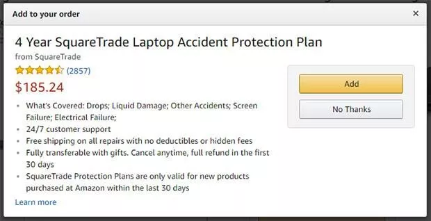 SquareTrade laptop protection plan.