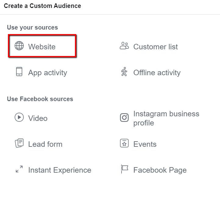 Select website traffic source.