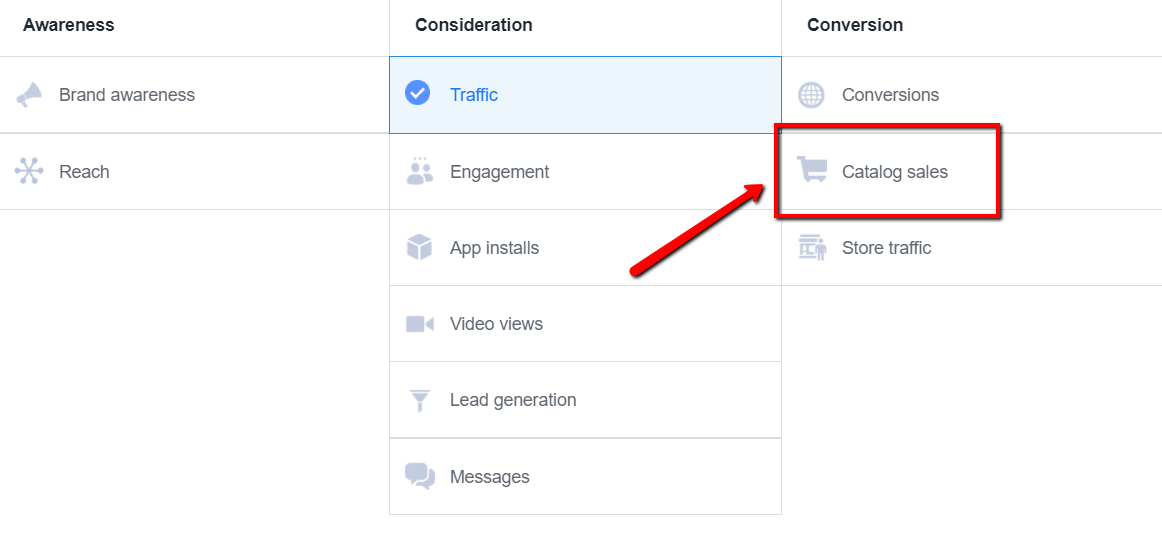 Choose catalog sales objective.