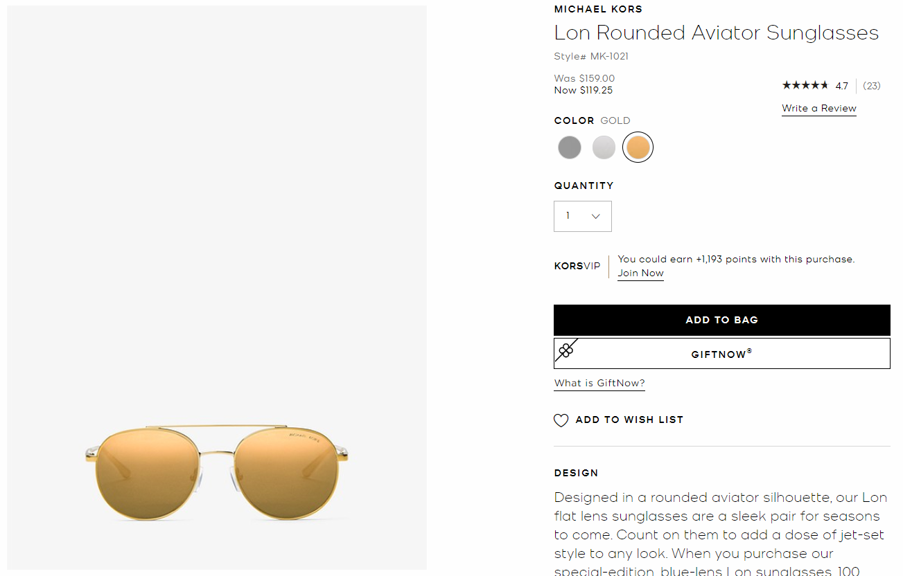 Michael Kors Lon aviator sunglasses.