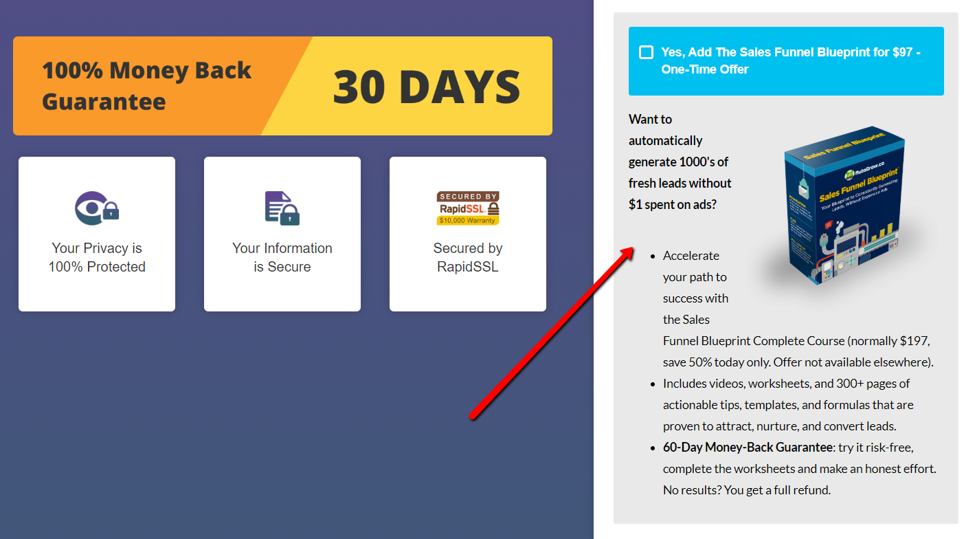Sales funnel blueprint course.