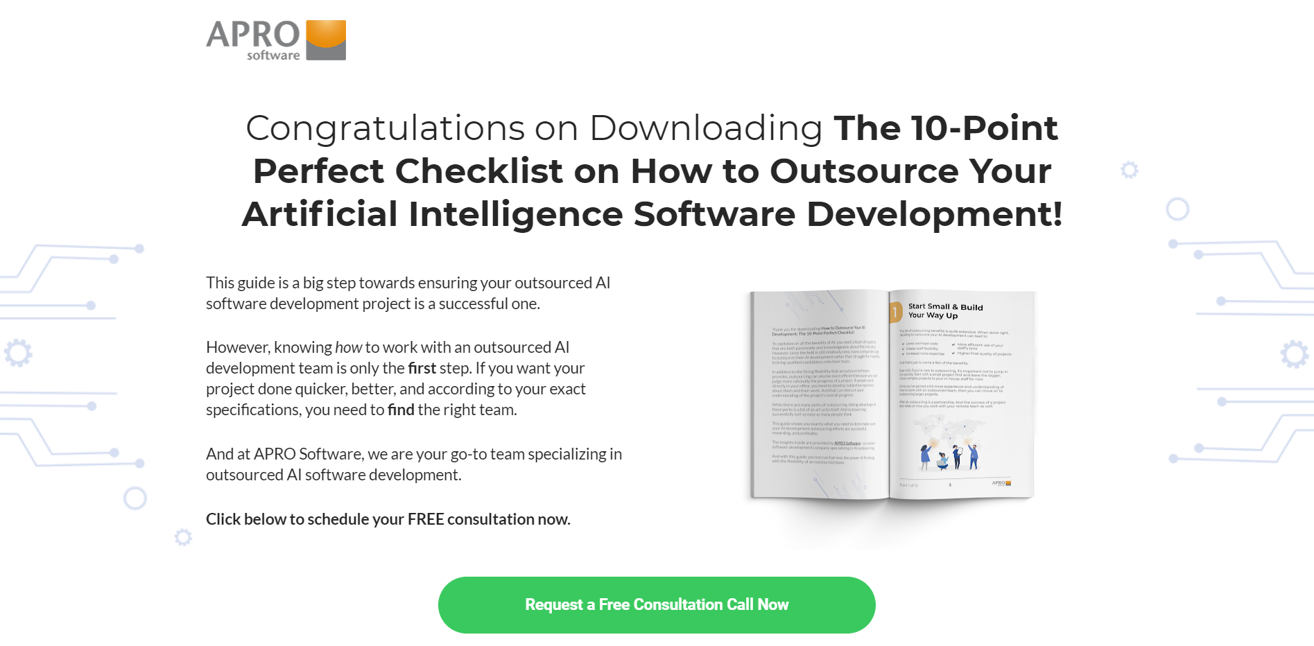 Lead magnet: AI software checklist.