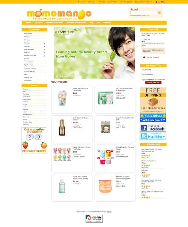 Korean skincare website, 19.2% revenue boost.