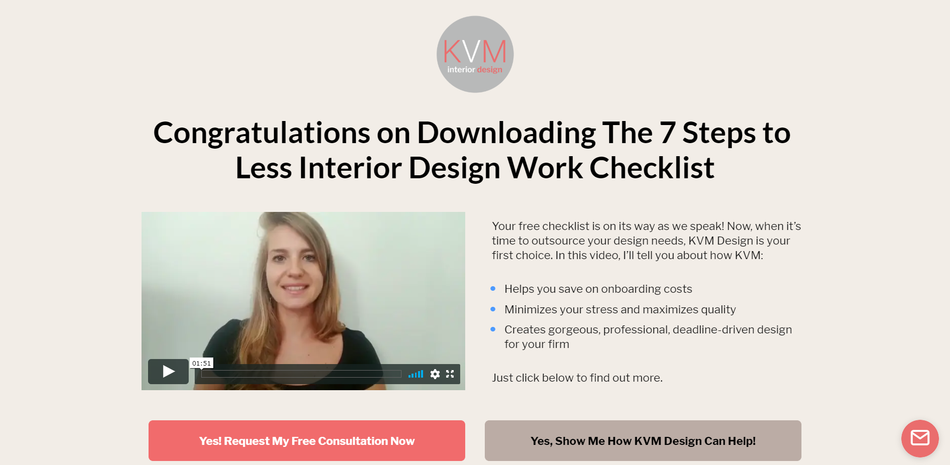 Woman explains 7 steps to less design work.