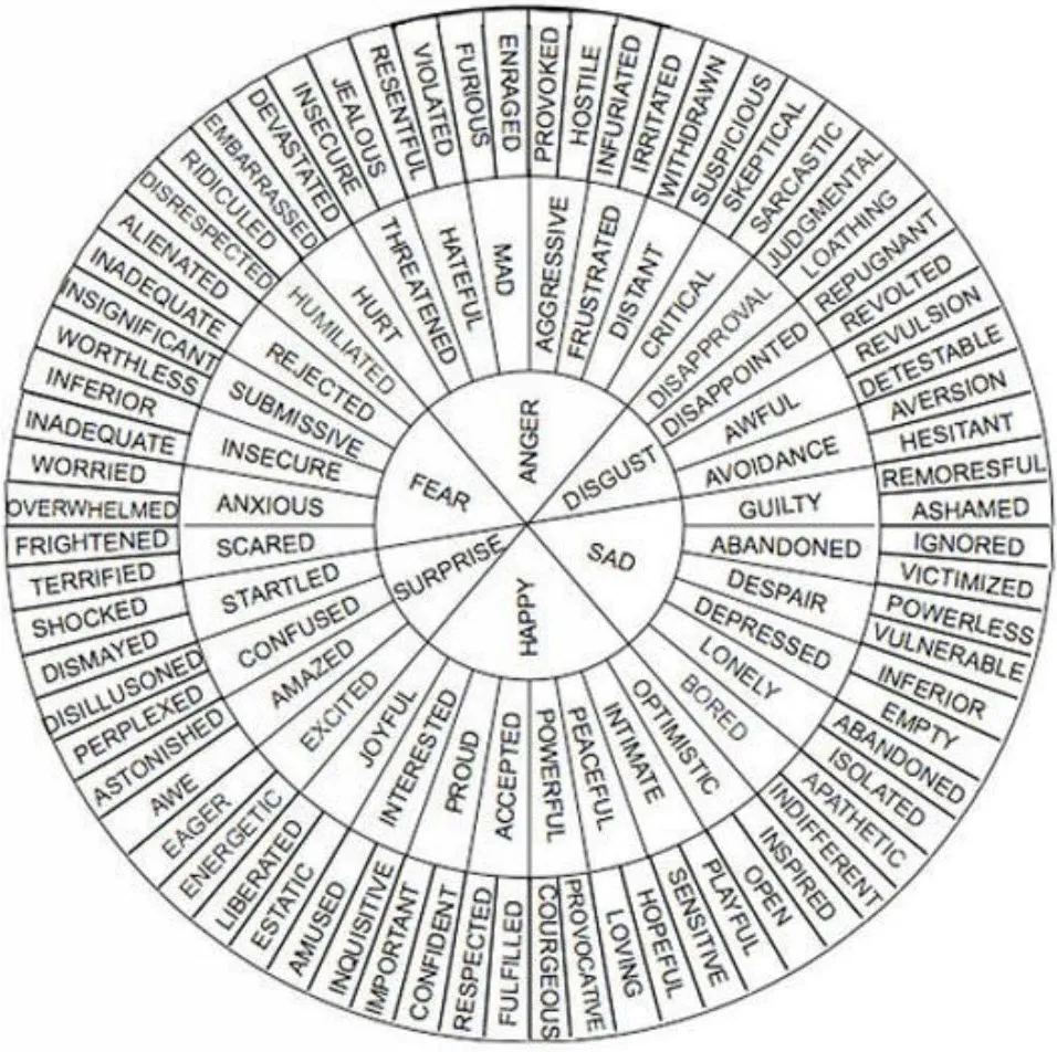 Emotional words wheel for copywriting.