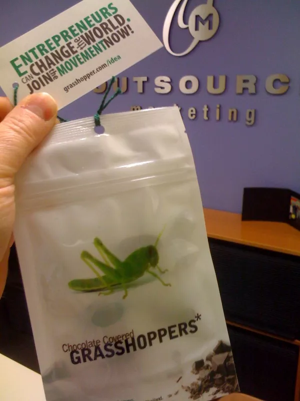 Chocolate-covered grasshopper package.