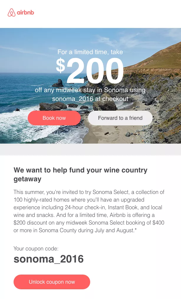 $200 off Sonoma stay.