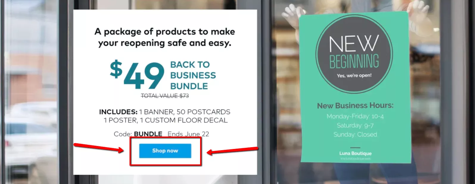 call to action of Vista print