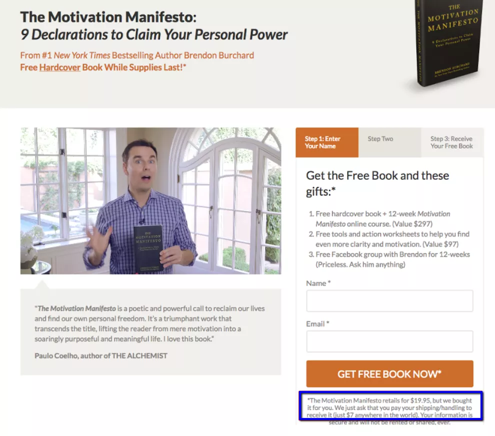 Landing page of The Motivation Manifesto