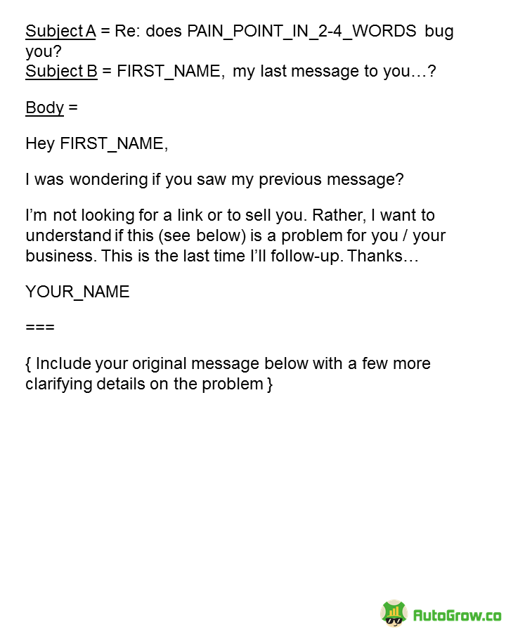 Cold email template follow-up.