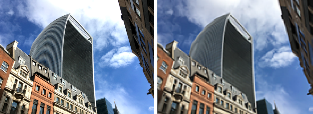 High vs low res city buildings.
