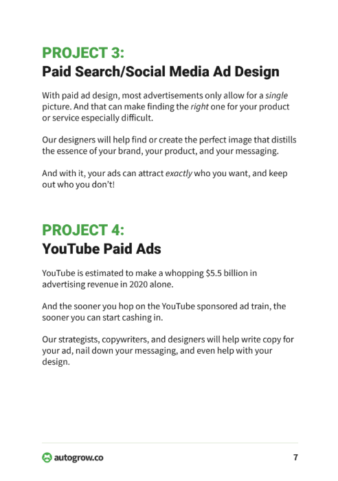 Paid ad design projects.