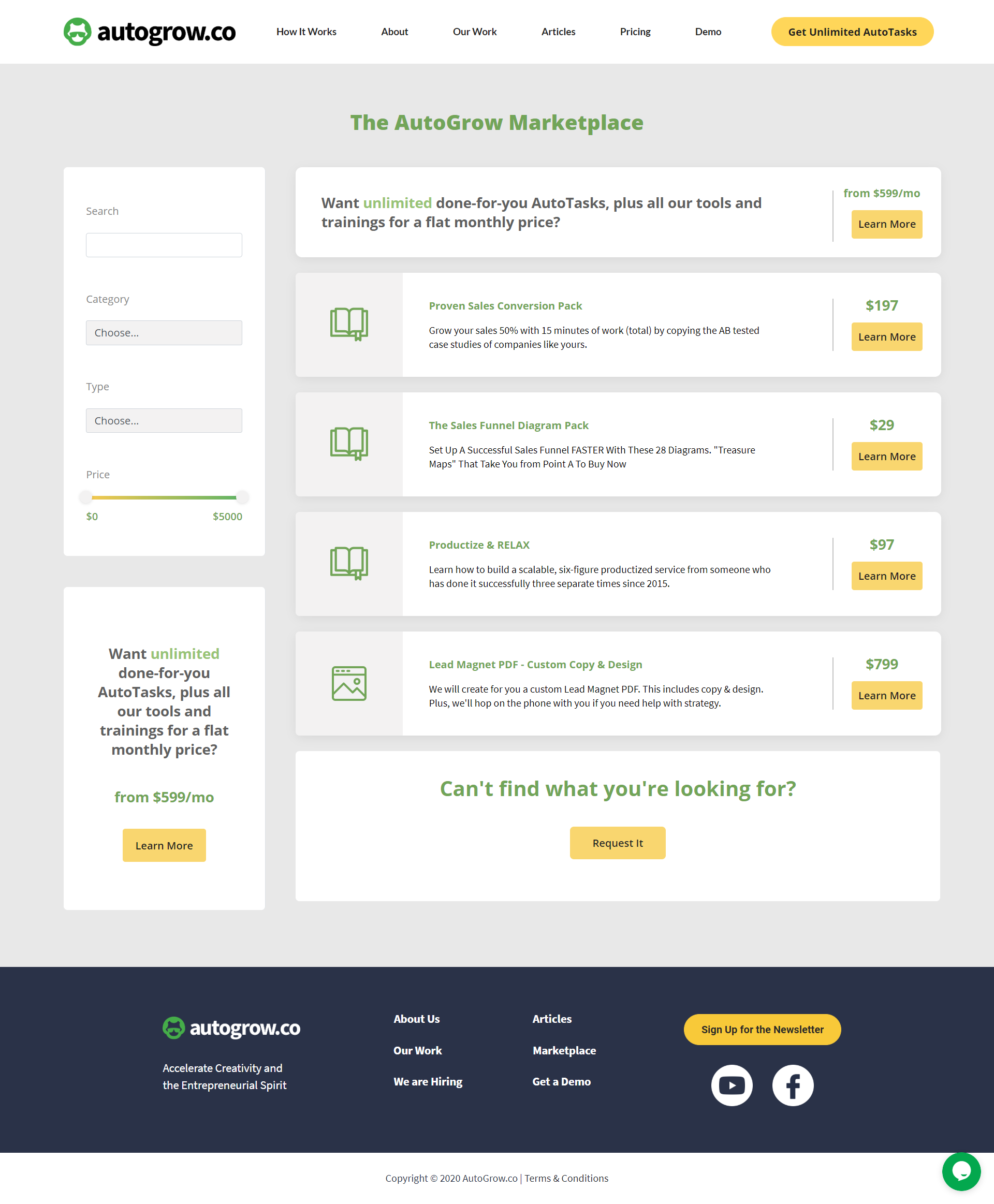 AutoGrow marketplace: tools, training, lead magnets.