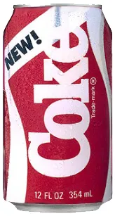 New Coke can, a marketing failure.