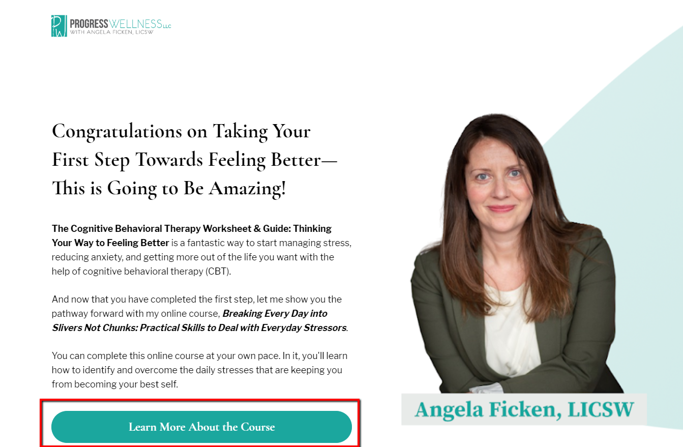 Woman, therapist, online course.