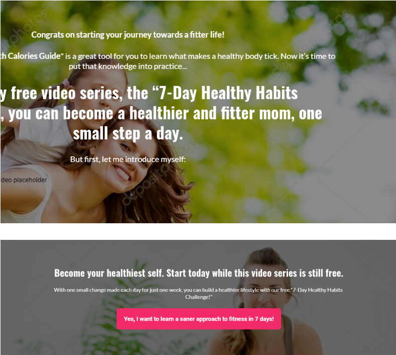 Woman smiling, free fitness video series.