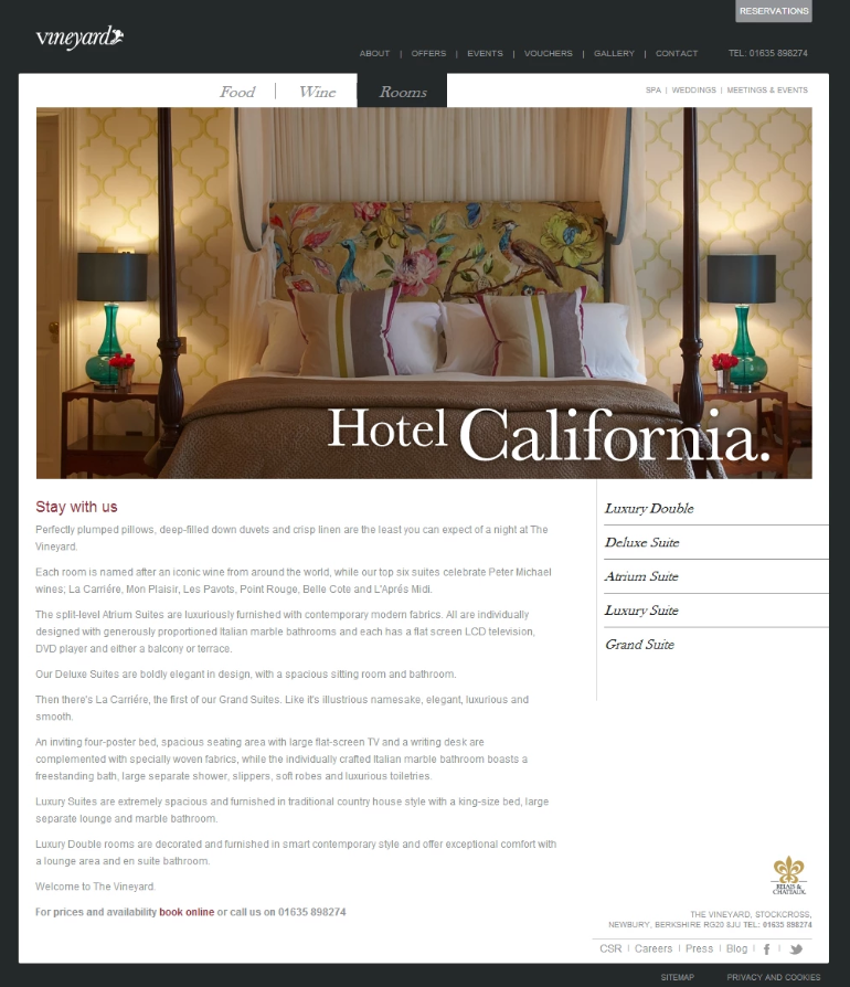 Hotel California room display.