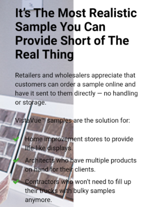 Sample tiles for home improvement.