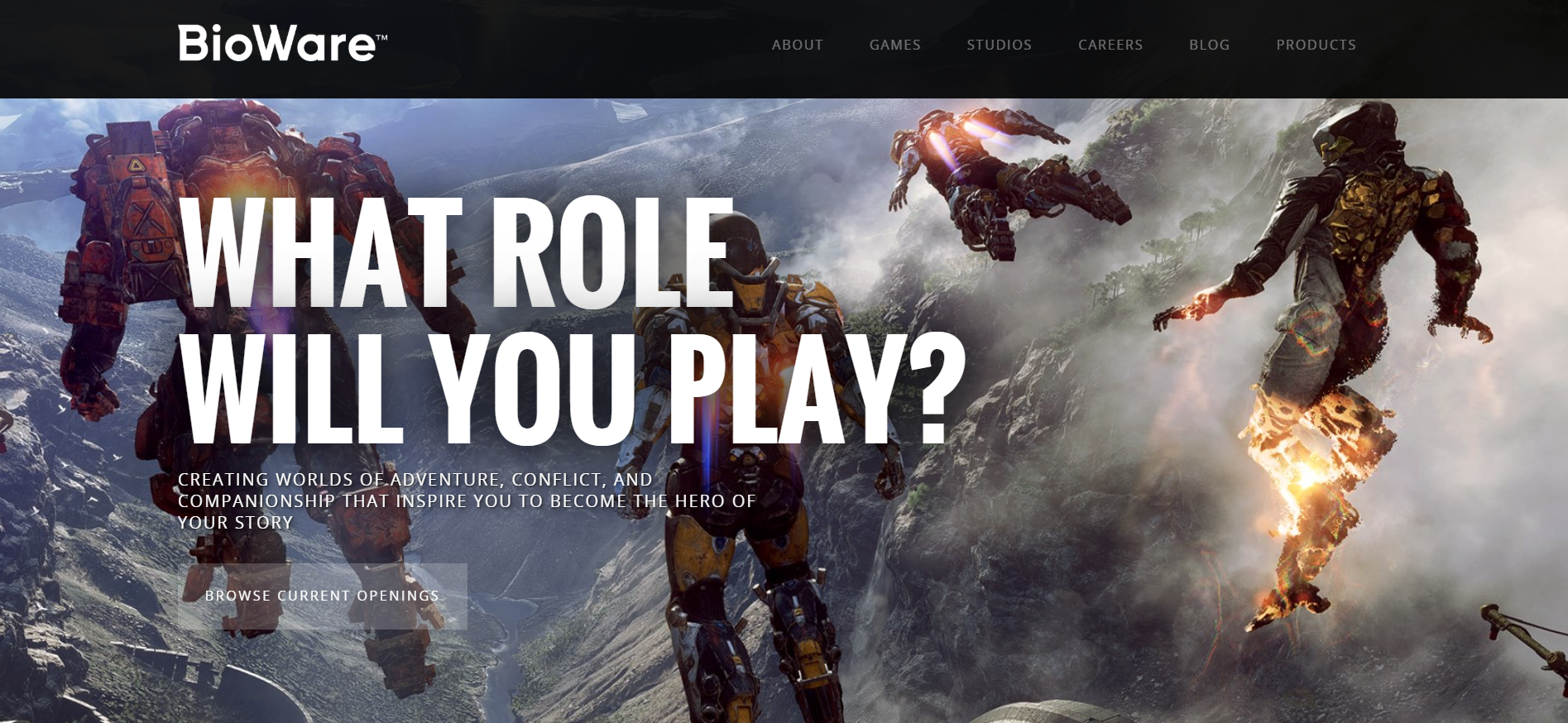 Video game website homepage.