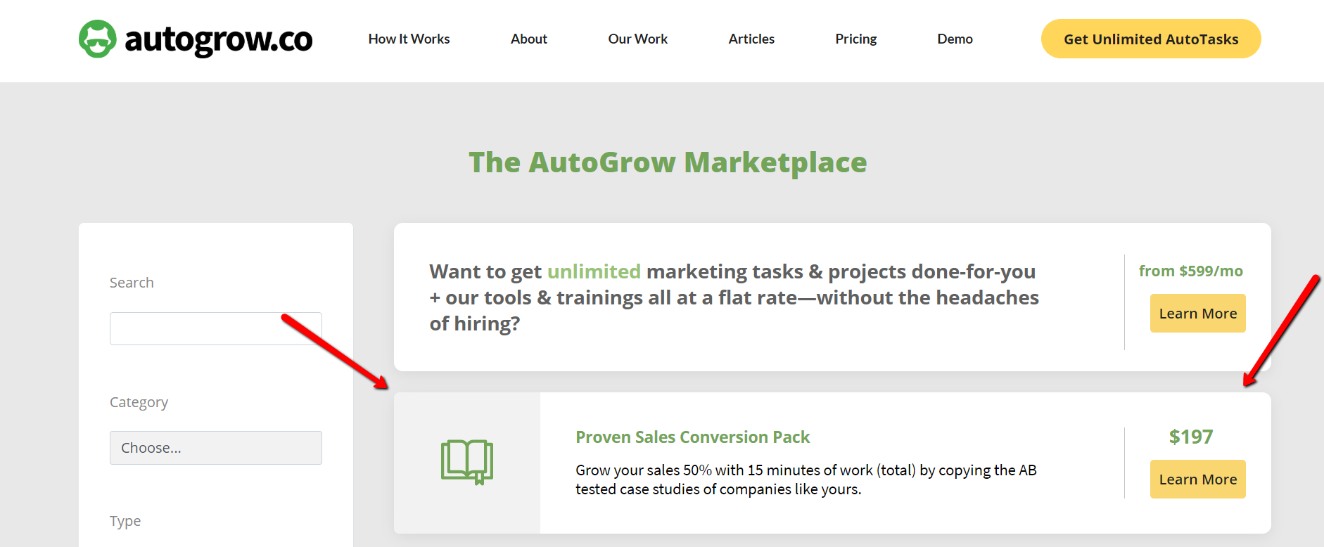 Sales conversion pack with case studies.