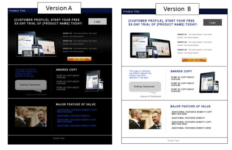 Landing page designs: higher contrast.