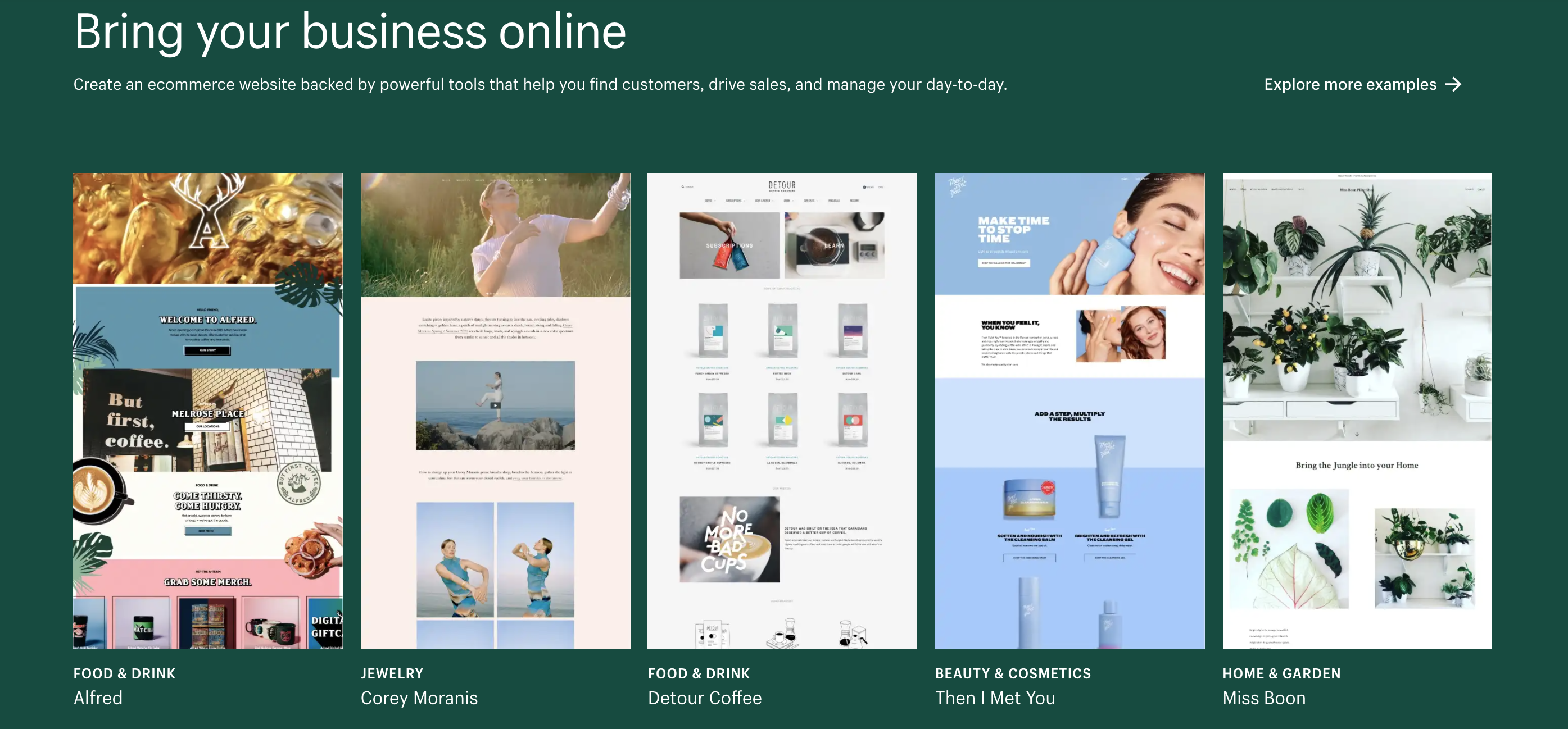 E-commerce website examples.
