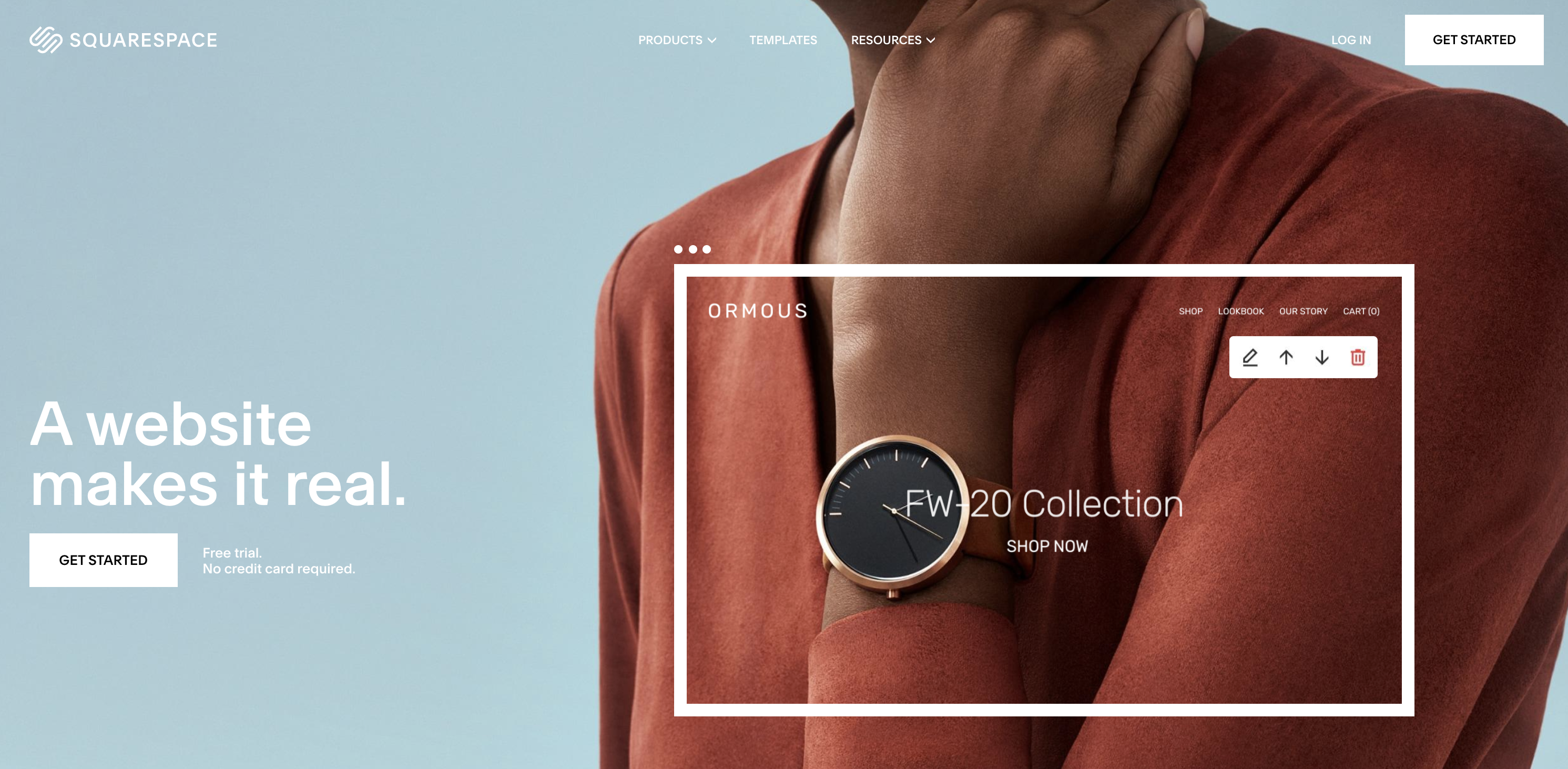 Landing page for Squarespace.