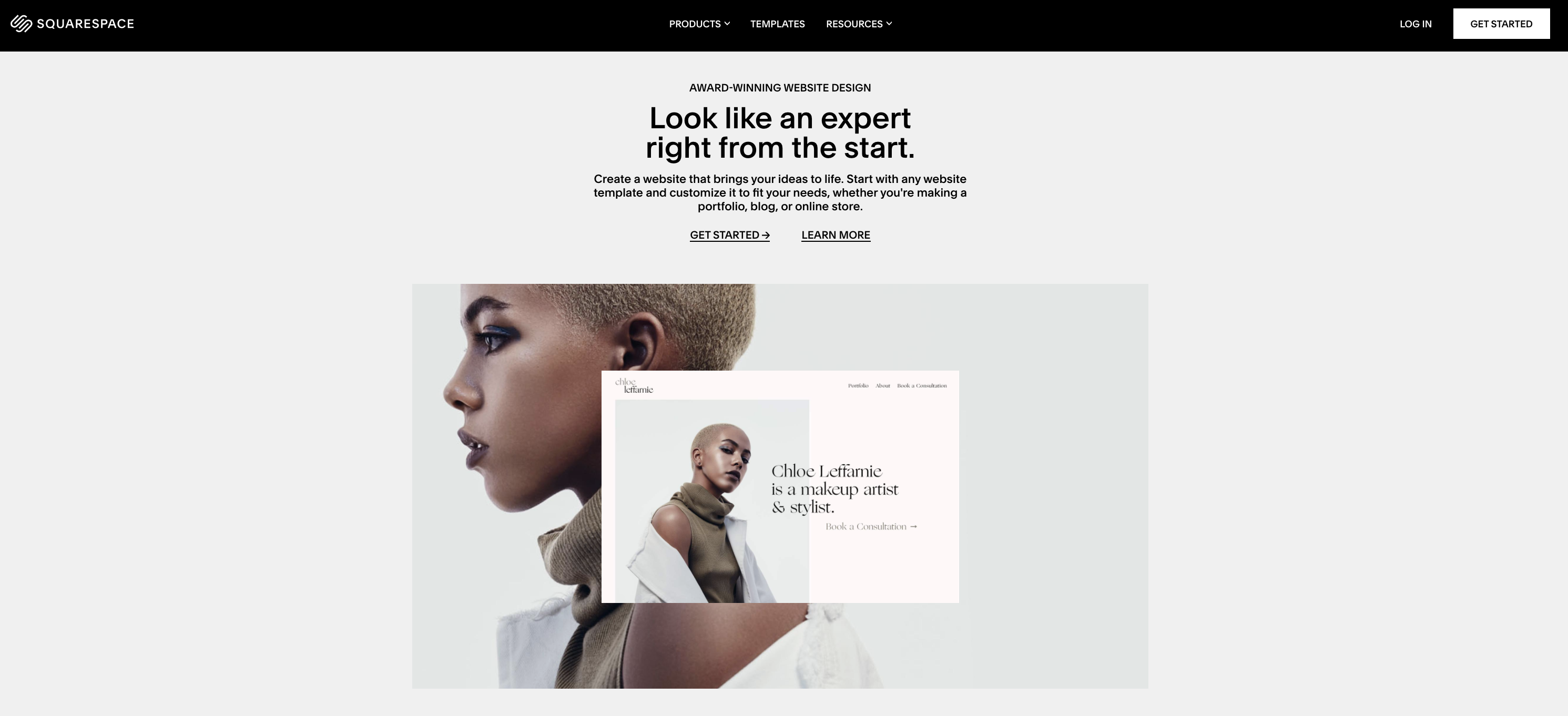 Woman's website design example.