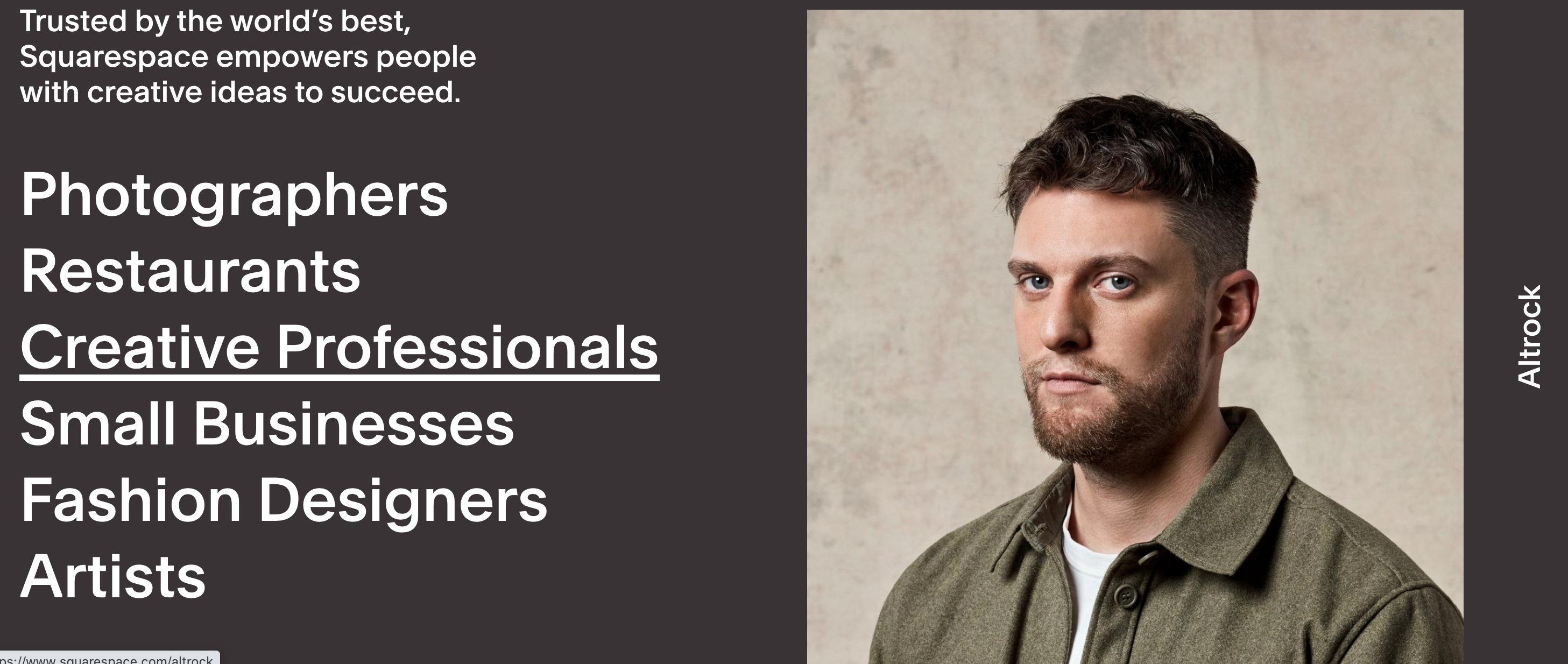 Man, Squarespace user, AltRock.