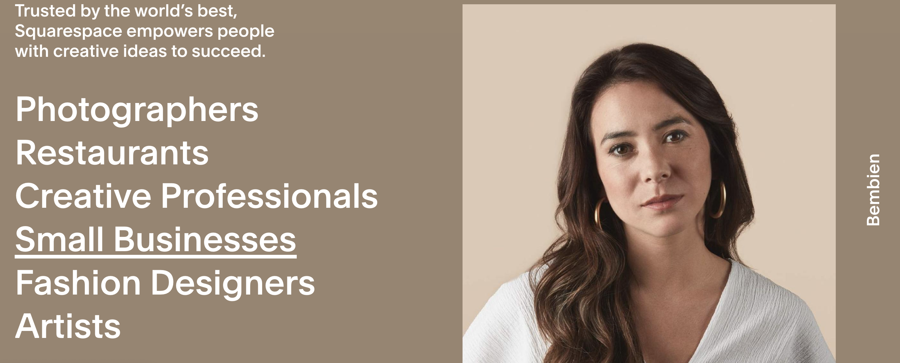 Woman, diverse businesses, Squarespace.