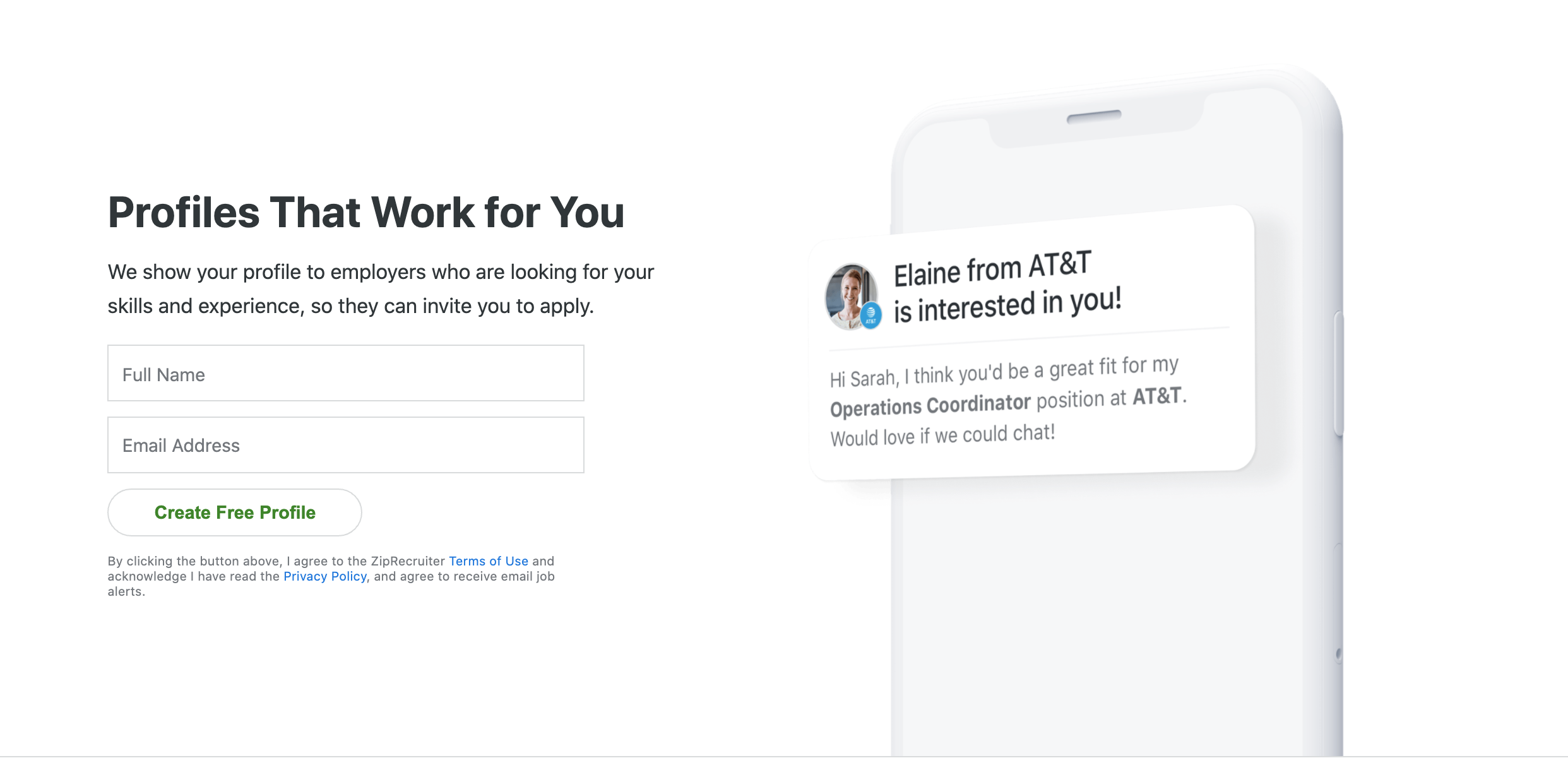 Job application, interest from AT&T.