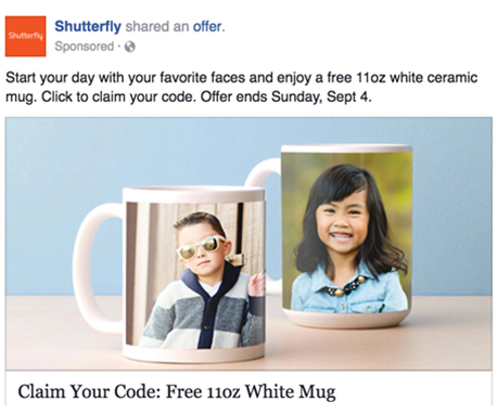Free personalized mug offer.